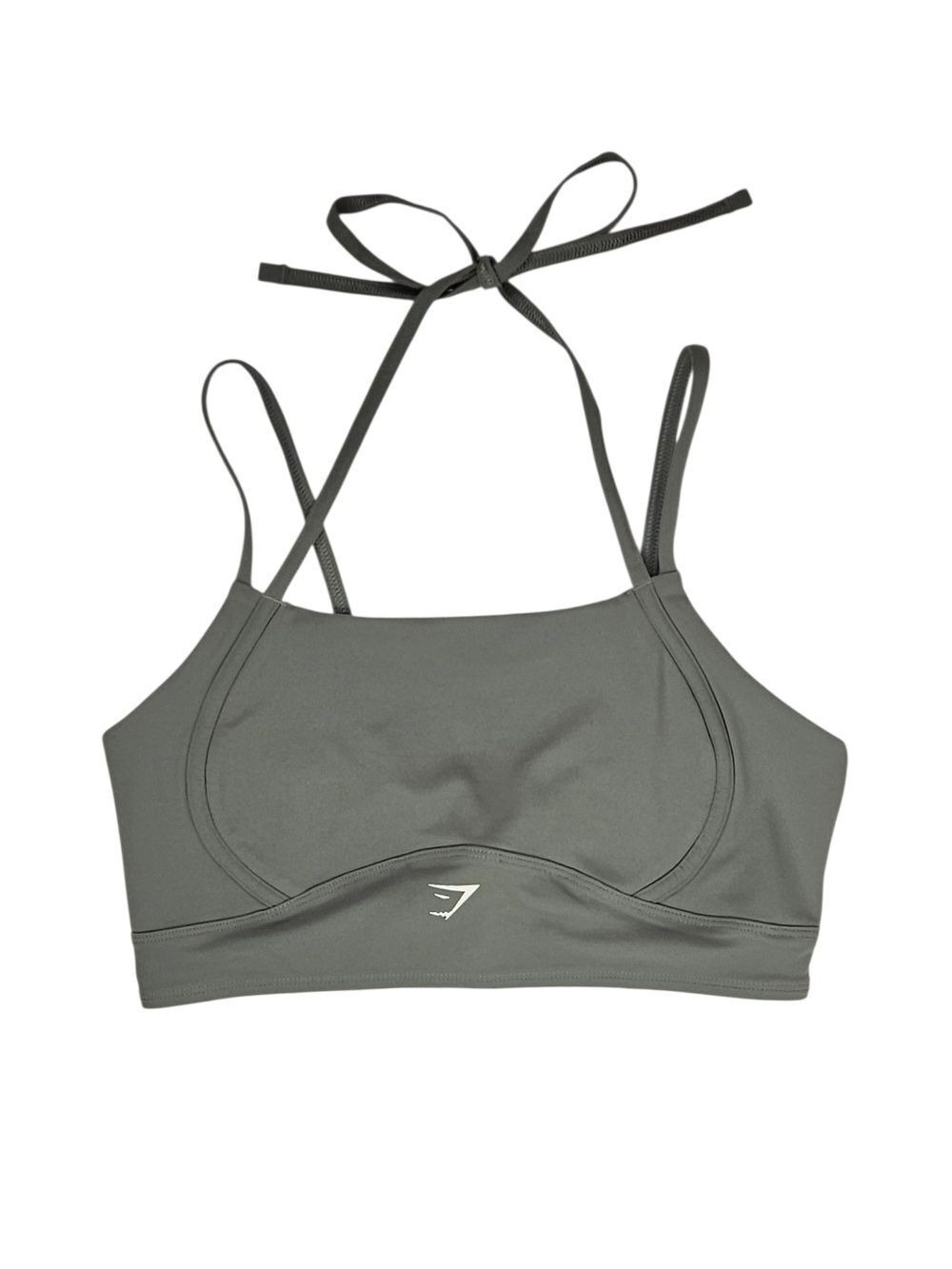 Gymshark Halter Neck Crop Cami Sports Bra Green Strappy Back Size S NWT